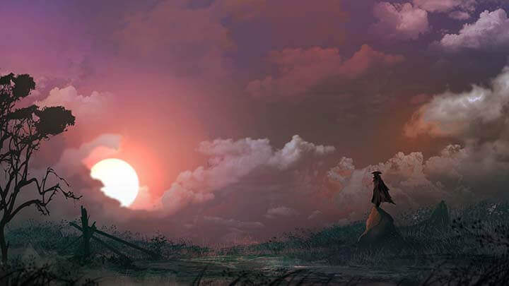 men-standing-samurai-sunset-clouds-sky-2